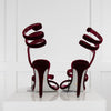 Rene Caovilla Burgundy Velvet Stilettos with Sparkle Soles