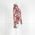 Equipment Blue and Rust Patterened Silk Shirt