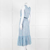 Ridley Blue Pink Paisley Silk Sleeveless Midi Dress