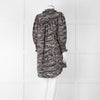 All Saints Green Khaki Puff Ruched Cuff Sleeved Mini Dress