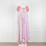 LoveShackFancy Pink Orange Ditzy Floral Puff Sleeve Maxi Dress