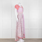 LoveShackFancy Pink Orange Ditzy Floral Puff Sleeve Maxi Dress
