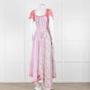 LoveShackFancy Pink Orange Ditzy Floral Puff Sleeve Maxi Dress