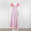 LoveShackFancy Pink Orange Ditzy Floral Puff Sleeve Maxi Dress
