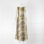 Ganni Yellow & Black Animal Print Sleeveless/Side Split Dress