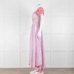 LoveShackFancy Pink Orange Ditzy Floral Puff Sleeve Maxi Dress