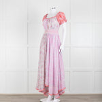 LoveShackFancy Pink Orange Ditzy Floral Puff Sleeve Maxi Dress