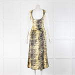Ganni Yellow & Black Animal Print Sleeveless/Side Split Dress