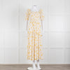 Ba&sh Yellow Floral Puff Sleeve Tiered Maxi Dress