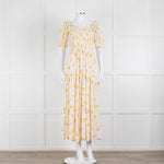 Ba&sh Yellow Floral Puff Sleeve Tiered Maxi Dress