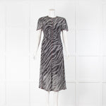 Rag & Bone Black, White, Red Print Silk Ruche Front Dress With Slip