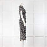 Rag & Bone Black, White, Red Print Silk Ruche Front Dress With Slip