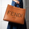 Fendi Large Sunshine Tote Bag in Brown Calfskin Leather