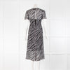 Rag & Bone Black, White, Red Print Silk Ruche Front Dress With Slip
