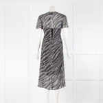 Rag & Bone Black, White, Red Print Silk Ruche Front Dress With Slip