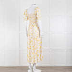 Ba&sh Yellow Floral Puff Sleeve Tiered Maxi Dress