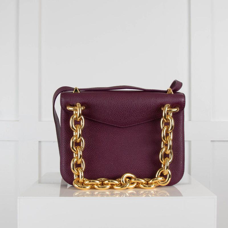 Bottega Veneta Burgundy Mount Bag with Chunky Chain