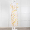 Ba&sh Yellow Floral Puff Sleeve Tiered Maxi Dress