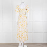 Ba&sh Yellow Floral Puff Sleeve Tiered Maxi Dress