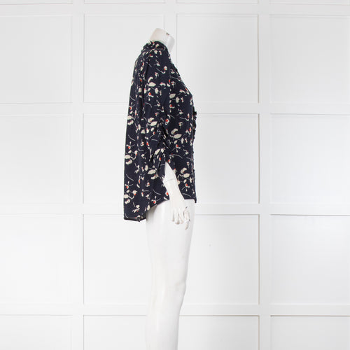 BA&SH Blue Top With Printed Flowers