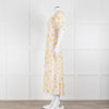 Ba&sh Yellow Floral Puff Sleeve Tiered Maxi Dress