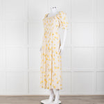 Ba&sh Yellow Floral Puff Sleeve Tiered Maxi Dress