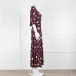 Wyse Burgundy Floral Short Sleeve Dress