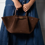 De Mellier Dark Brown Suede Midi New York Tote