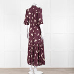 Wyse Burgundy Floral Short Sleeve Dress