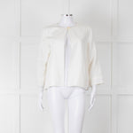 Max Mara Ivory Linen Stitch Detail Single Button Jacket