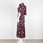 Wyse Burgundy Floral Short Sleeve Dress