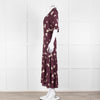 Wyse Burgundy Floral Short Sleeve Dress