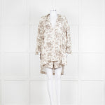 By Walid Grey Rose Floral Print Linen Shirt with Shorts Set