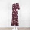 Wyse Burgundy Floral Short Sleeve Dress