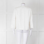 Max Mara Ivory Linen Stitch Detail Single Button Jacket