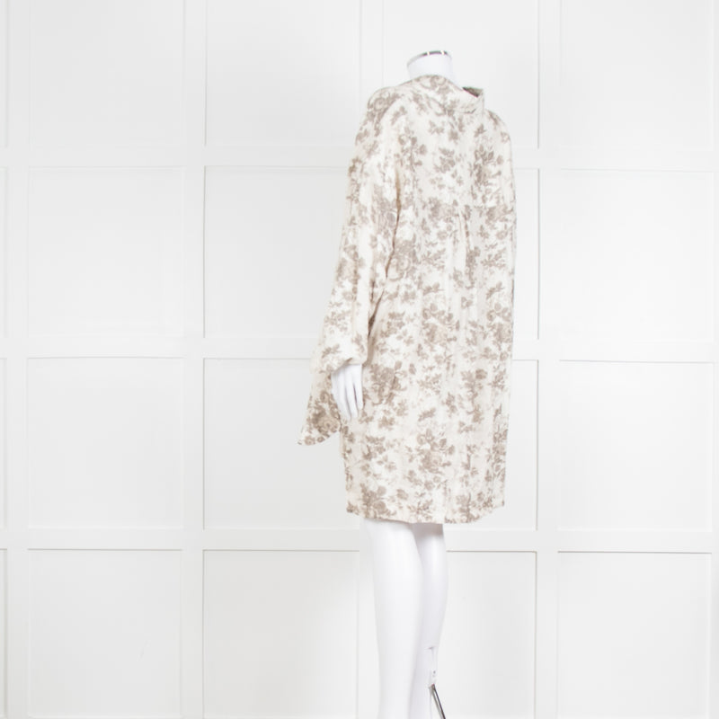 By Walid Grey Rose Floral Print Linen Shirt with Shorts Set