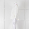 Max Mara Ivory Linen Stitch Detail Single Button Jacket