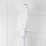 Max Mara Ivory Linen Stitch Detail Single Button Jacket