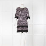Milly Black & Pink Pattern Frill Shift Dress