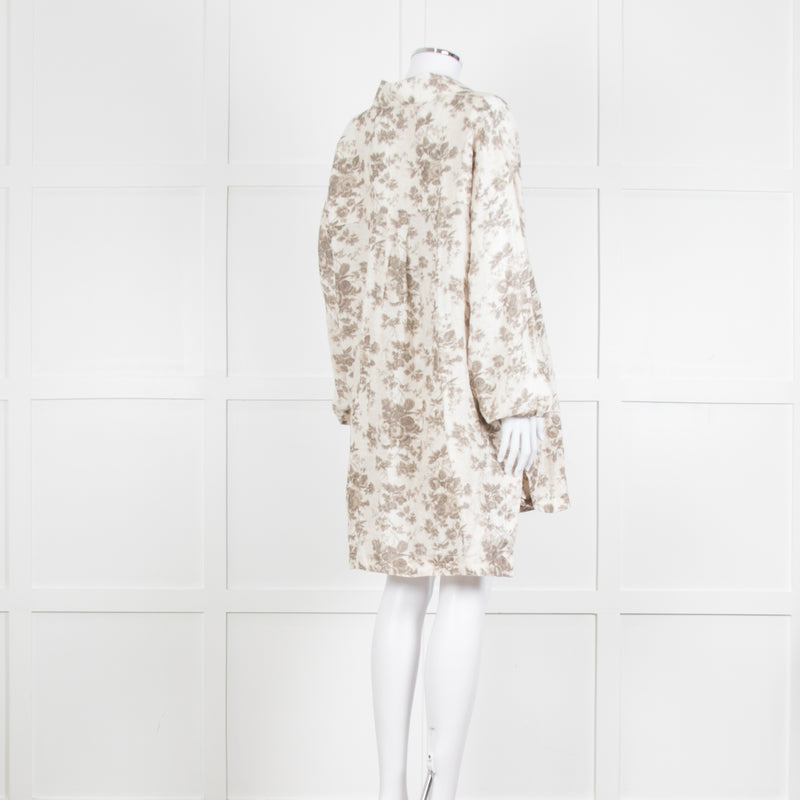 By Walid Grey Rose Floral Print Linen Shirt with Shorts Set