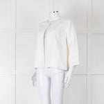 Max Mara Ivory Linen Stitch Detail Single Button Jacket