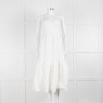 House Of CB White Cotton Embroidered Sleeveless Peplum Dress