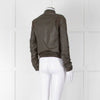 Brogden Khaki Leather Cotton Panel Biker Jacket