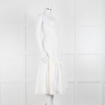 House Of CB White Cotton Embroidered Sleeveless Peplum Dress