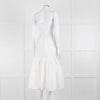 House Of CB White Cotton Embroidered Sleeveless Peplum Dress