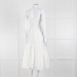 House Of CB White Cotton Embroidered Sleeveless Peplum Dress