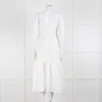 House Of CB White Cotton Embroidered Sleeveless Peplum Dress
