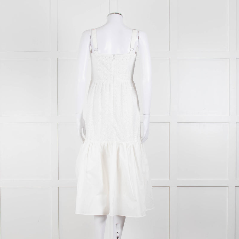 House Of CB White Cotton Embroidered Sleeveless Peplum Dress
