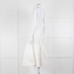 House Of CB White Cotton Embroidered Sleeveless Peplum Dress