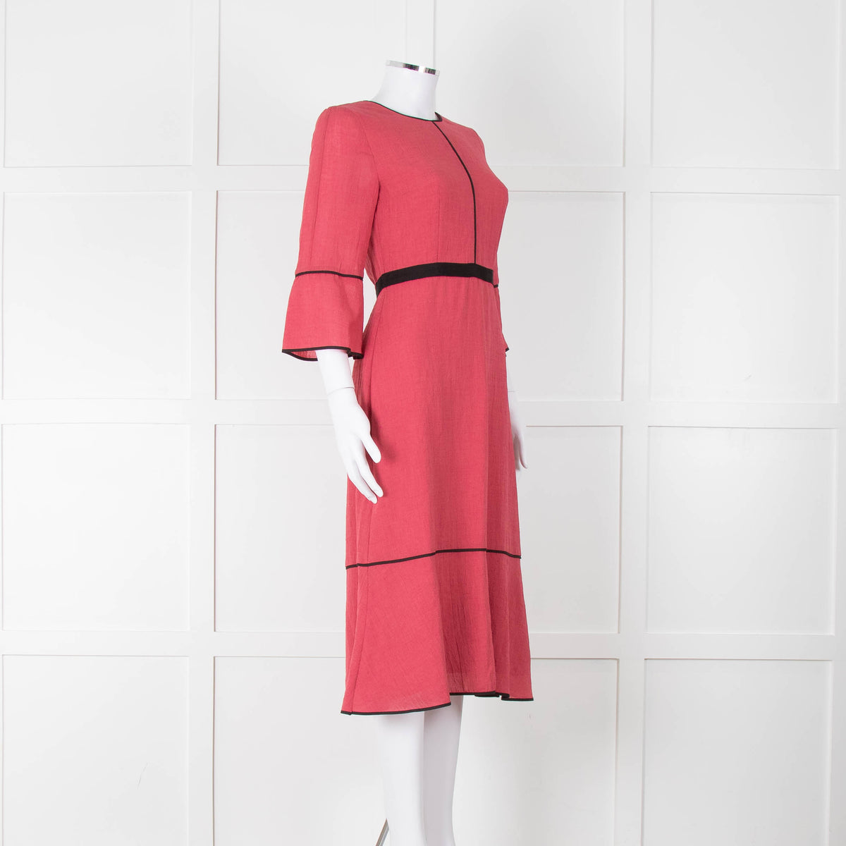 Cefinn Salmon Pink Black Trim Midi Dress